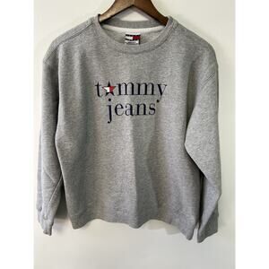 Vintage 90s Tommy Jeans Crewneck Made in USA Med Streetwear Womens Logo Flag